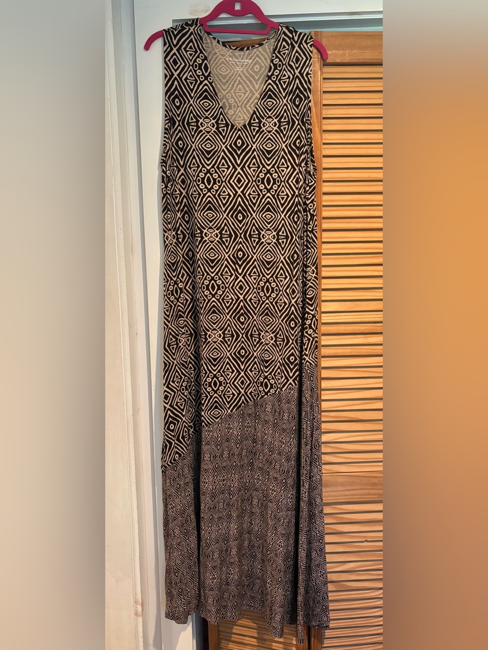 Soft Surroundings Tulum Maxi Dress XL Tribal Aztec Geometric Boho Jersey Stretch